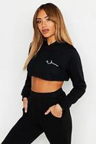 Boohoo Woman Embroidered Cropped Hoody
