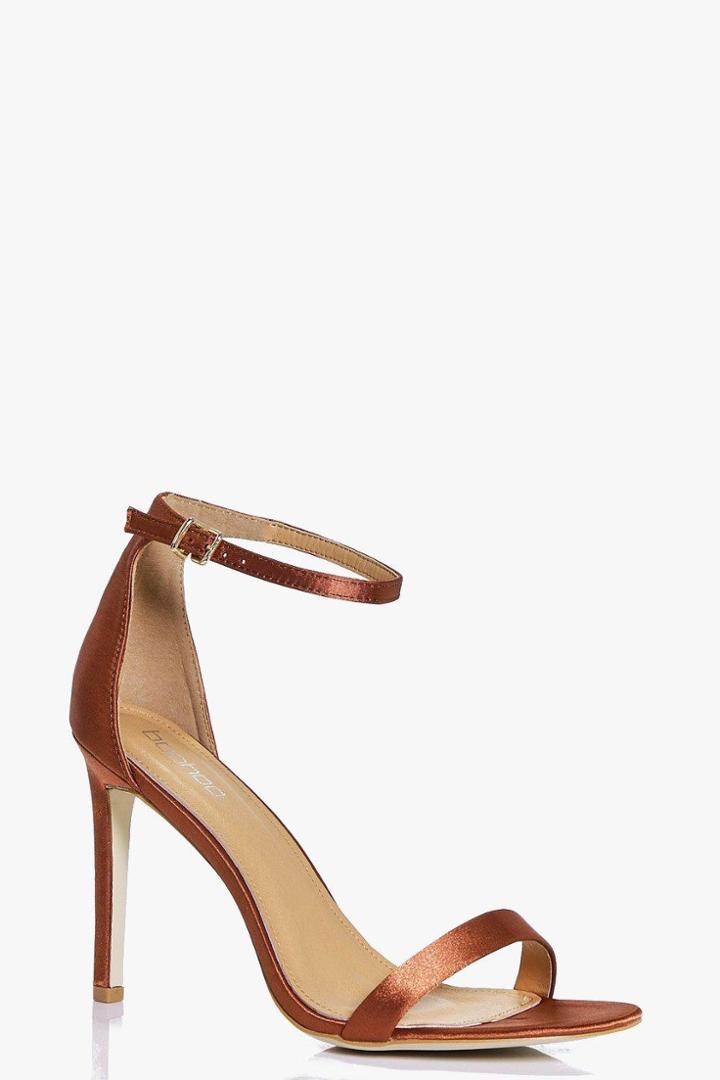 Boohoo Gabriella Satin Two Part Sandal Rust