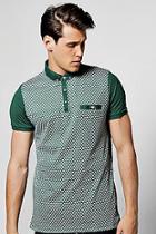 Boohoo Geo Front Button Down Jersey Polo