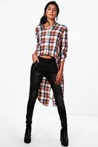 Boohoo Hazel Check Dip Back Shirt