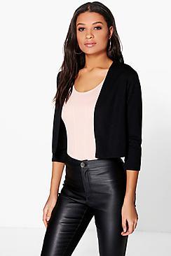Boohoo Crop Ponte Edge To Edge Blazer