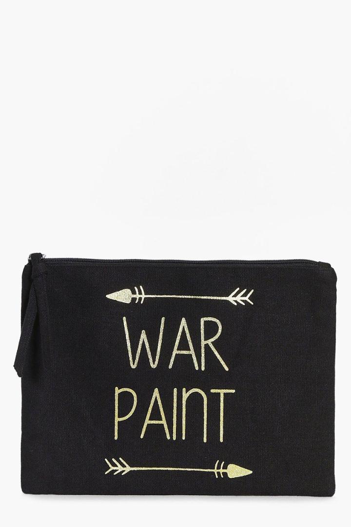 Boohoo War Paint Foil Print Make Up Bag Black