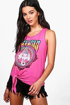 Boohoo Rachel Free Spirit Knot Front Tee