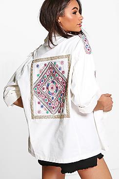 Boohoo Boutique Melissa Embroidered Utility Jacket