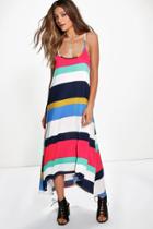 Boohoo Cindylou Stripe High Low Midaxi Dress Stripe