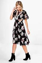 Boohoo Roksanda Floral Cut Out Midi Dress