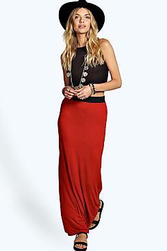 Boohoo Helena Contrast Waist Maxi Skirt