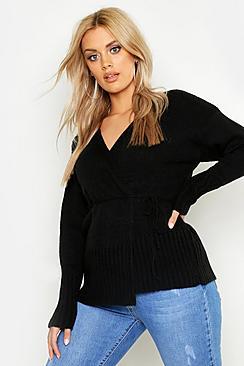 Boohoo Plus Knitted Wrap Cardigan