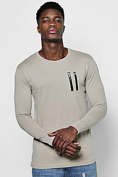 Boohoo Long Sleeve Ma1 Zip T-shirt