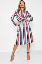 Boohoo Ruby Stripe Wrap Front Woven Midi Dress