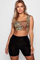 Boohoo Plus Becca Leopard Print Crop Top