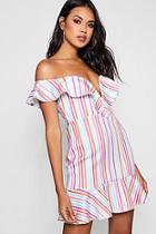 Boohoo Mia V Bar Ruffle Sleeve Drop Hem Mini Dress