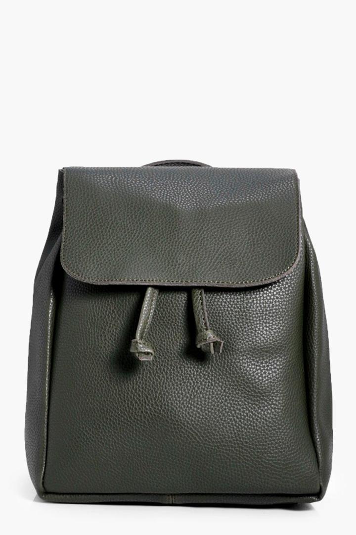 Boohoo Tanya Flap Rucksack Khaki