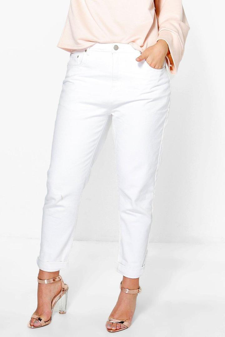 Boohoo Plus Lena Mom Jean White