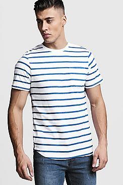 Boohoo Stripe Pocket Print T-shirt