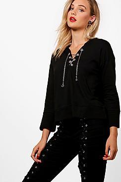 Boohoo Chain Detail Hooded Top