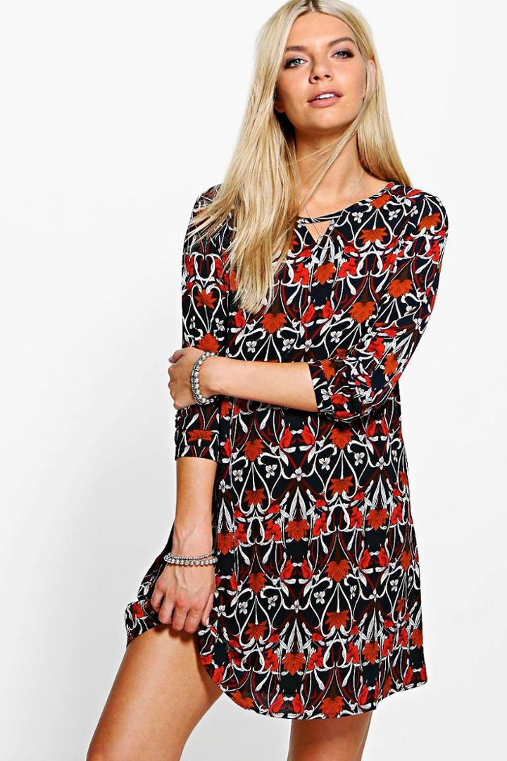 Boohoo Verity Long Sleeved Shirt Dress Multi