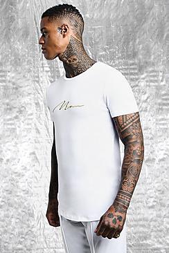 Boohoo White & Gold Man Signature Muscle Fit T-shirt