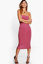Boohoo Thalia Slinky Bandeau Midi Bodycon Dress Rose