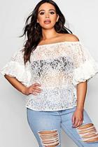 Boohoo Plus Off The Shoulder Wide Sleeve Top
