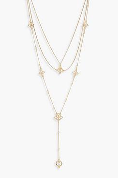 Boohoo Filigree Layered Plunge Necklace