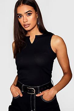 Boohoo Notch Front Rib Vest