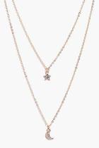 Boohoo Libby Star And Moon Layered Necklace