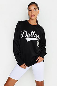 Boohoo Dallas Crew Neck Slogan Sweat