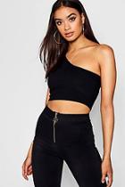 Boohoo One Shoulder Rib Knit Top