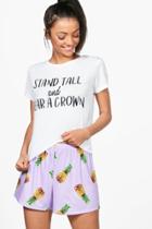 Boohoo Tall Ana Stand Tall Pineapple T-shirt & Shorts Set Multi