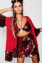 Boohoo Megan Sequin Tassel Kimono