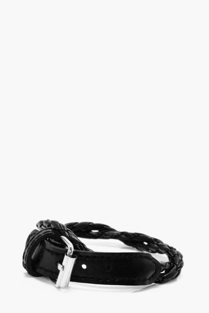 Boohoo Wrap Around Plait Bracelet Black