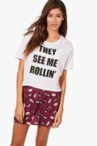 Boohoo Nancy They See Me Rollin T-shirt & Short Set