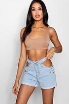 Boohoo Hetty Cut Out Jewel Denin Mom Shorts