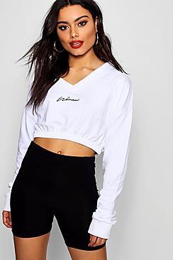 Boohoo Embroidered Crop Sweat