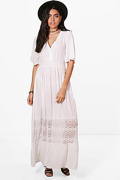 Boohoo Chelsie Lace Insert Maxi Dress