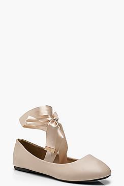 Boohoo Faith Wrap Ribbon Pointed Flats
