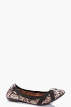 Boohoo Elena Snake Trim Fold Up Ballet Multi