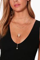 Boohoo Becky Beaded Layered Triangle Plunge Necklace