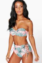 Boohoo Doha Leaf Underwired Highwaist Bikini Multi