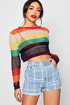 Boohoo Lucy Check Denim Mom Short