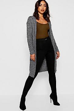 Boohoo Cable Knit Hooded Midi Cardigan