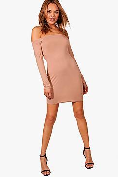 Boohoo Renee Off The Shoulder Bodycon Dress