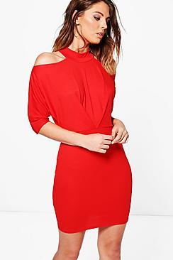 Boohoo Cesca Cold Shoulder Detail Bodycon Dress