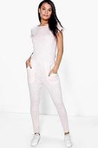 Boohoo Amy Ribbed Capped Sleeve Casual Jumpsuit