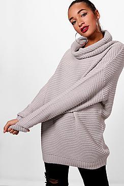 Boohoo Megan Oversized Cowl Neck Knitted Jumper
