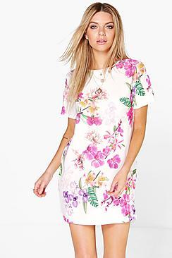 Boohoo Caroline Floral Cap Sleeve Shift Dress