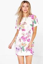 Boohoo Caroline Floral Cap Sleeve Shift Dress