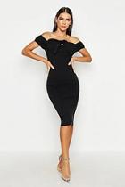 Boohoo Off The Shoulder Ruched Cup Midi Dress