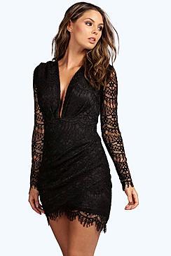 Boohoo Boutique Mona Plunge Neck Bodycon Dress